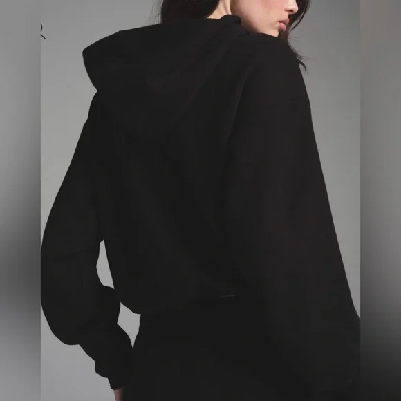 Skims Black Cotton Fleece Classic Straight Leg Sweatpant & Oversized Hoodie - Picture 8 of 10